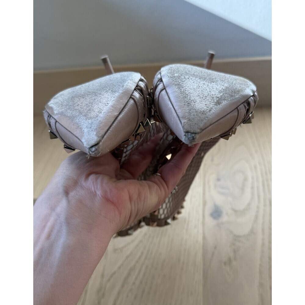 $1420 Valentino Garavani Rockstar Women's Rose Pink Nude Leather Booties 37 6 - Picture 11 of 15